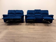 Toby Navy Velvet Recliner Sofa Set – 3 & 2 Seater