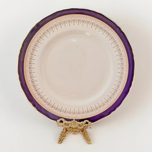Royal Worcester Regency Cobalt Blue & Gold Dinner Plates – Set of 8, 10 7/8" - Picture 4 of 9