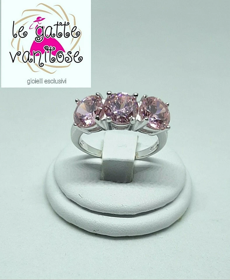 Anello Donna in Argento 925 TRILOGY 4,5 kt  con zirconi 7mm top - Immagine 4 di 4