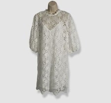 310 Johnny Was Women's White Floral Lace Puff-Sleeve Lorrie Dress Size XS