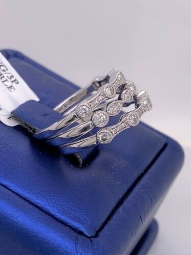 14k White Gold 1.25 CT Diamond Stackable Bands, 6.1g, Size 6.75, S15299 - Picture 2 of 5