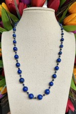 Lapis Lazuli Graduated Beads 14k Yellow Gold Necklace 39 gr
