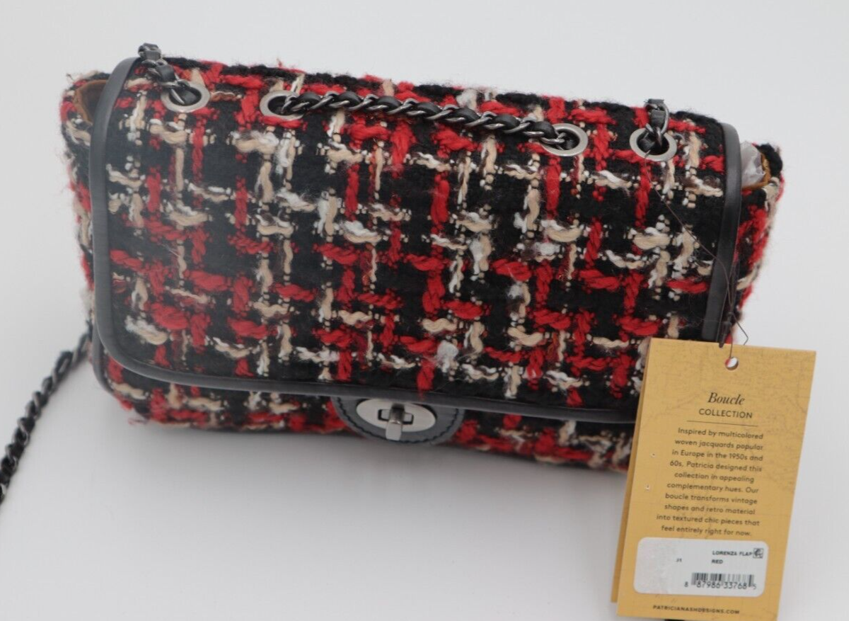銀製品まとめ Patricia Nash Lorenza Flap Handbag Red Plaid & Leather Crossbody
