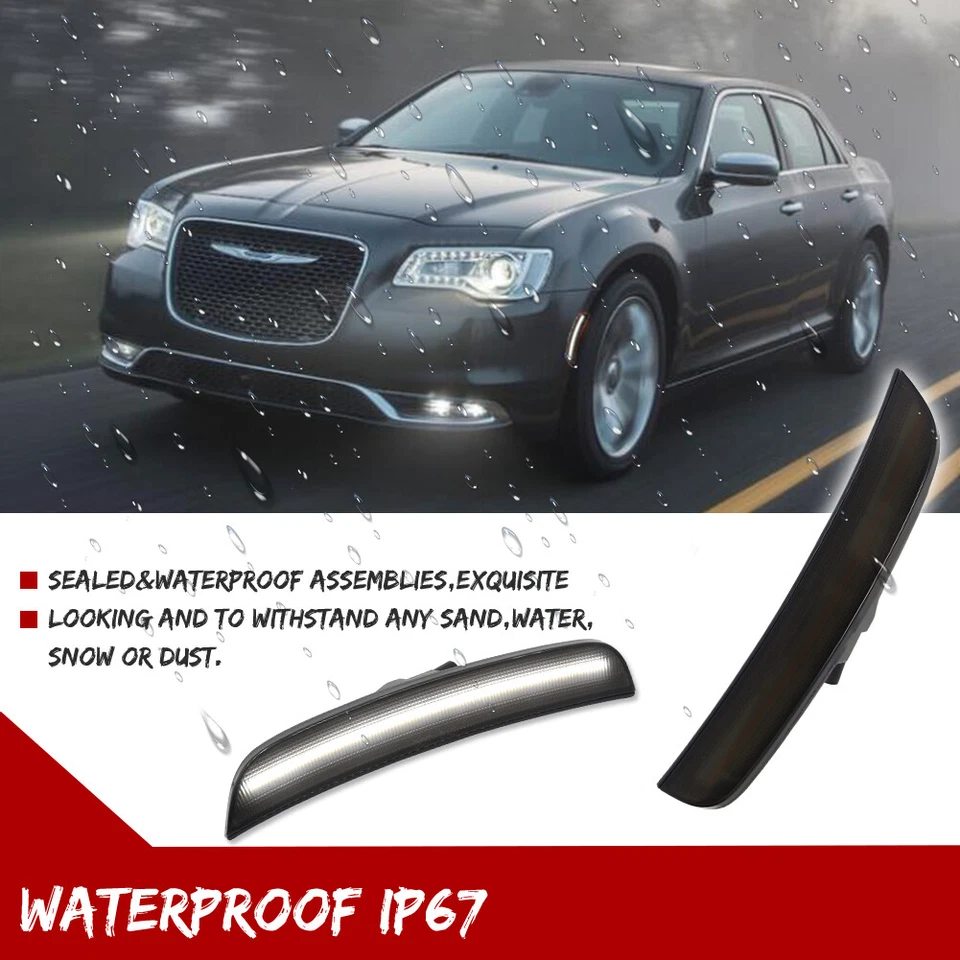 Белые светодиодные габаритные огни передние дымчатые линзы для Chrysler 300 2015-2023 годов выпуска - Изображение 4 из 4