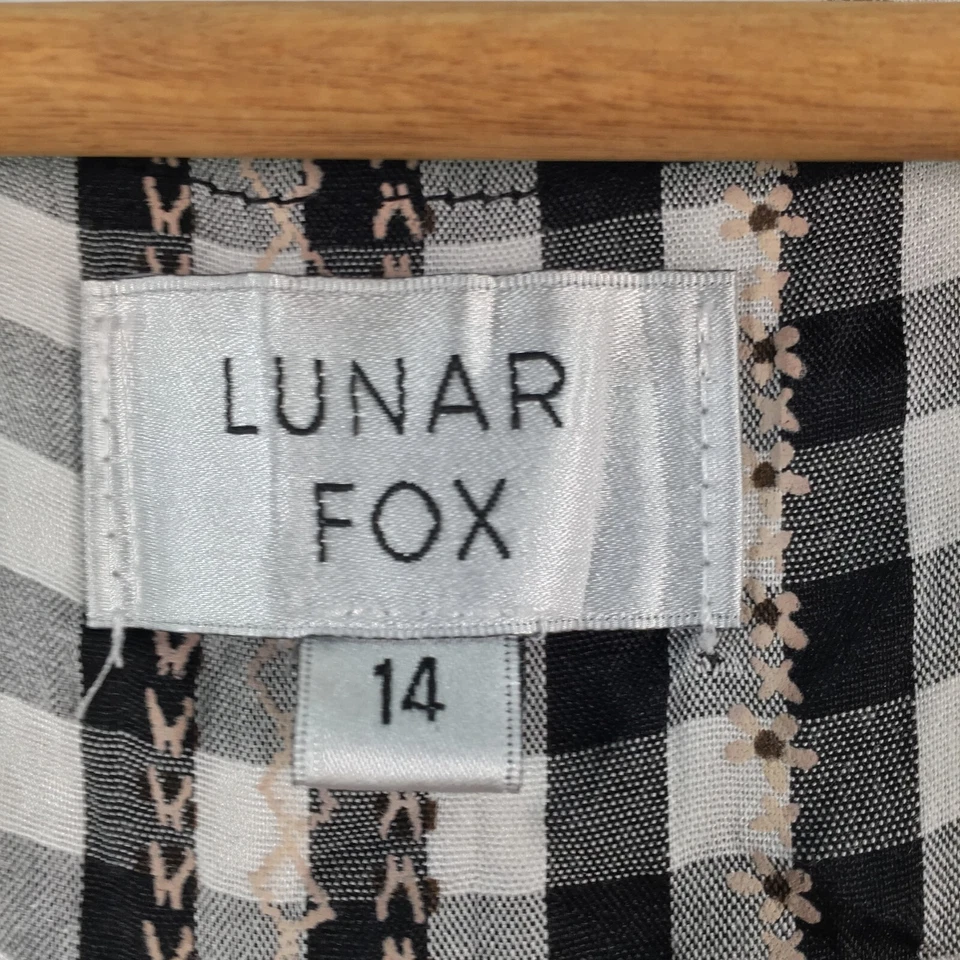 Vestido Lunar Fox Mujer Cuadros Gingham Talla 14 Midi Cambio Negro Blanco Cuello en V 075279 Foto 3 de 4