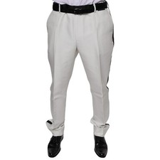 DOLCE & GABBANA Pants White Polyester Formal Dress Trouser IT54/W40/XL 1000usd