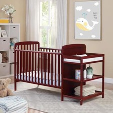 Crib with Attached Changing Table Cherry/Natural