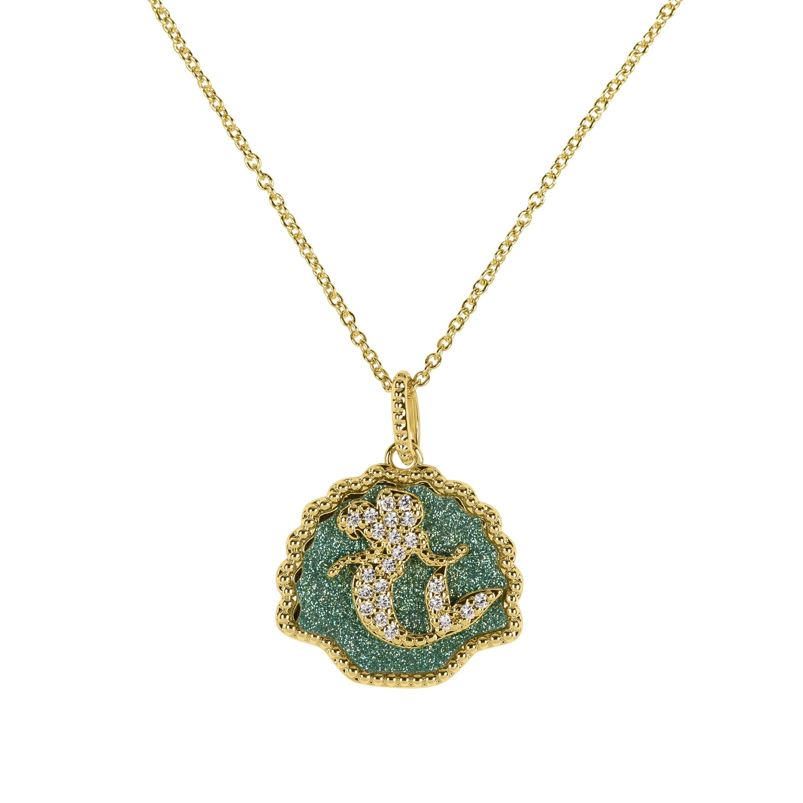 LITTLE MERMAID - Shellfish - Gold Brass Plated Nec NUOVO