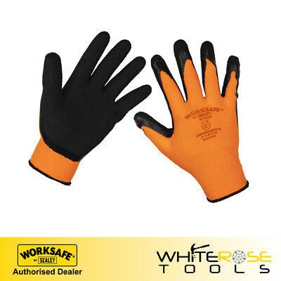 Sealey Latex Handschuhe Schaumlatex groß 6 Paar Arbeit nass trocken leicht arbeitssicher