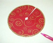 Miniature Glittered Christmas Tree Skirt w/Gold Trim: DOLLHOUSE 1:12
