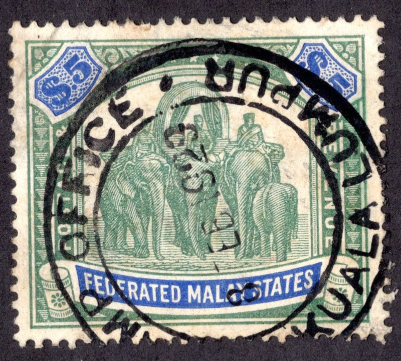 BRITISH FEDERATED MALAY STATES 1934 S.G. #81 SC. #75 $5.00 NEATLY USED