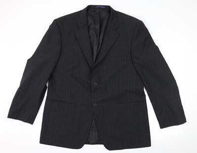 Taylor & Wright Herren schwarz gestreift Wolljacke Anzug Jacke Größe 44