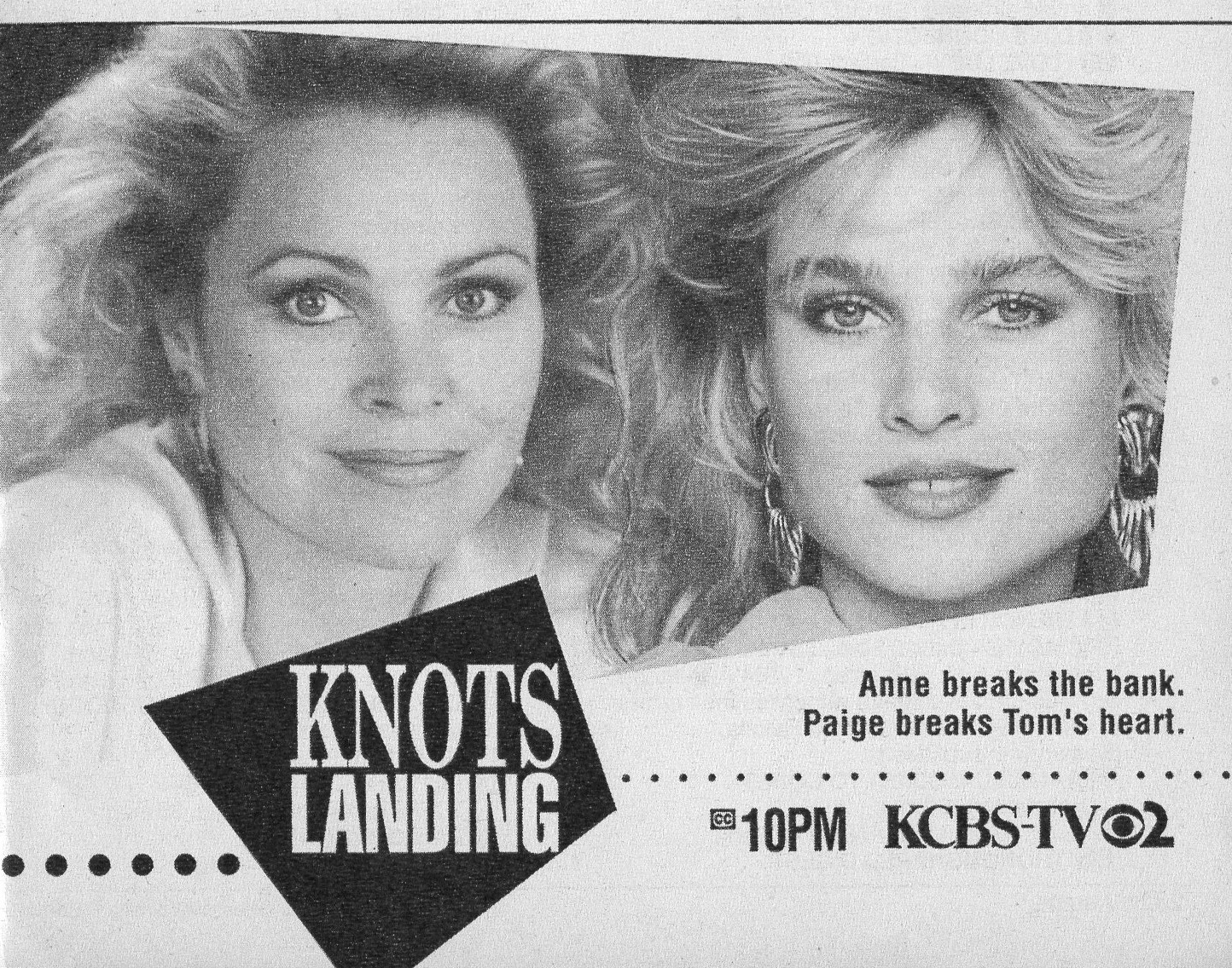 1990 KNOTS LANDING TV AD MICHELLE PHILLIPS & NICOLLETTE SHERIDAN eBay