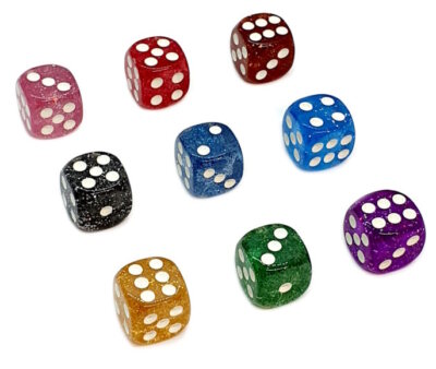  Glitzer Würfel Bunt W6 Punkte 15mm Glitterwürfel 6-Seitig Gitterwürfel günstig 