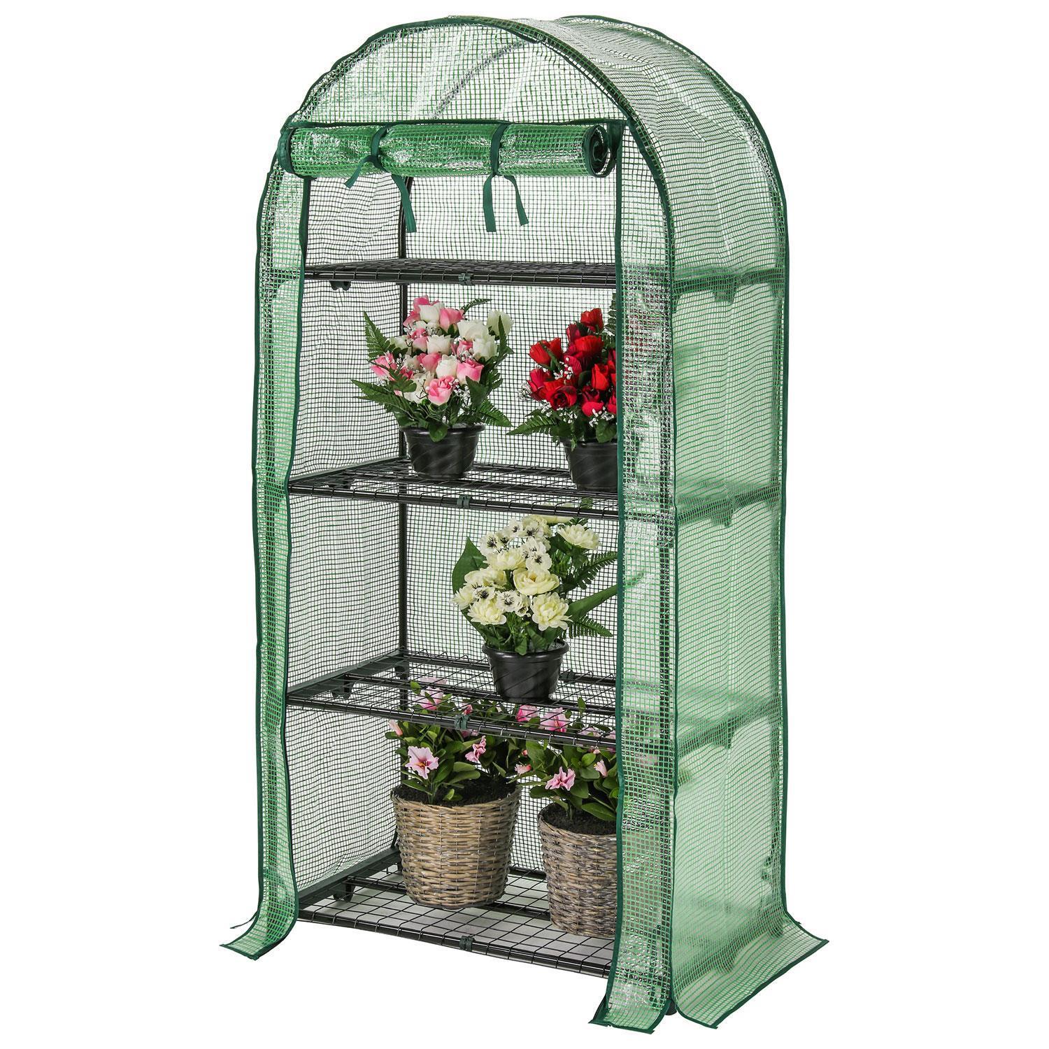 4 Tier Greenhouse Outdoor Garden Plants Grow Green House with Green PE Cover