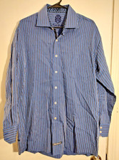English Laundry Men's Blue Stripe Window Long Sleeve Button Shirt 17 1/2 - 34/35