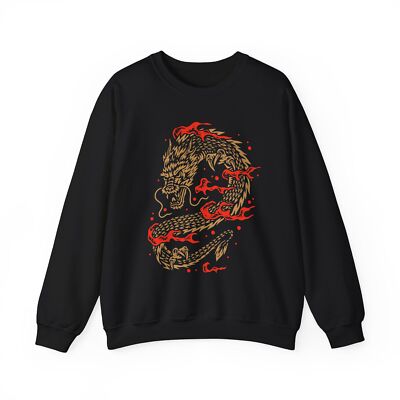 Dragon Graphic Design Sweatshirt, Fantasy Dragon Lover Gift, Mythical Creature