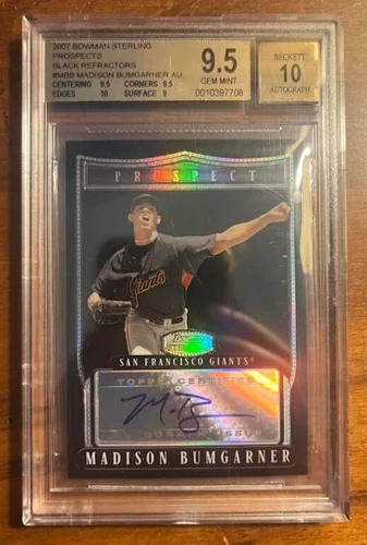 2007 Bowman Sterling Madison Bumgarner Black Refractor Rookie Auto 9.5 10