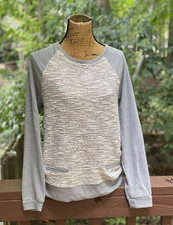 EUC Banana Republic gray  white crew neck women's lightweight sweatshirt-SZ M