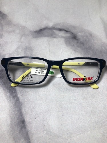 IRONKIDS PRESCRIPTION LENS GRADE CHILDS EYEGLASS FRAME BLACK YELLOW 180° HINGES