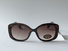 FOSSIL Women's Tortoise Square Sunglasses w/ Gold Metal Arms NWT
