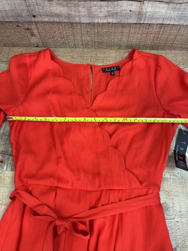 Trixxi Pagliaccetto Donna Taglia S Rosso Corto Manica a Campana Scollo a V Smerlato Nuovo con etichette - Foto 11 di 19