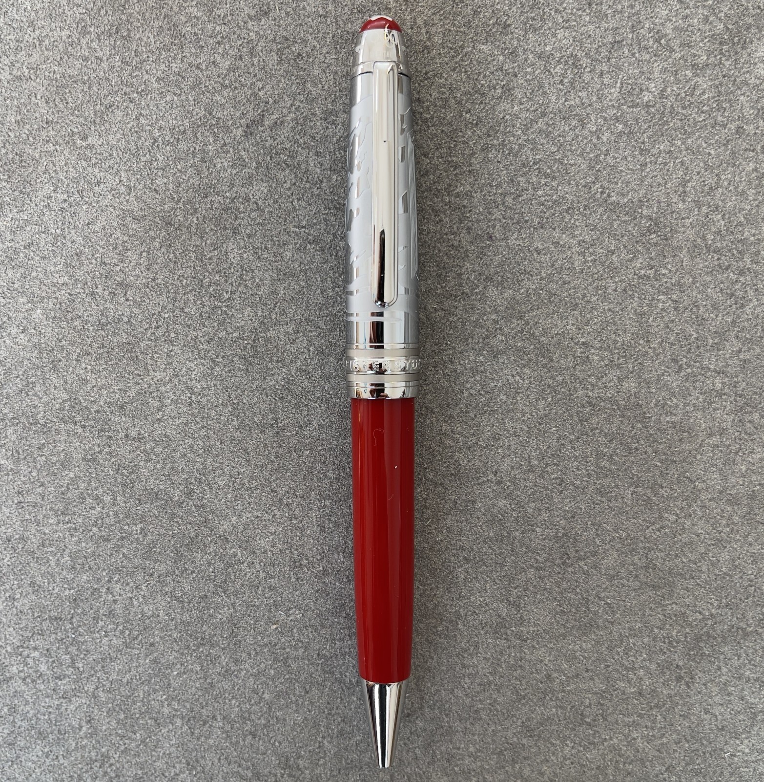 Deluxe Olympic Chamonix Red Silver 0.7mm Ballpoint Pen No Box Included