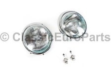 Euro H4 headlight set chrome trim for Porsche 911 912 SWB LWB F G model 65-89