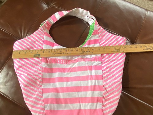 VICTORIAS SECRET Pink Stripe Beach Bag Weekender Canvas Tote ~ 20” X 16” X 6” - Picture 9 of 9