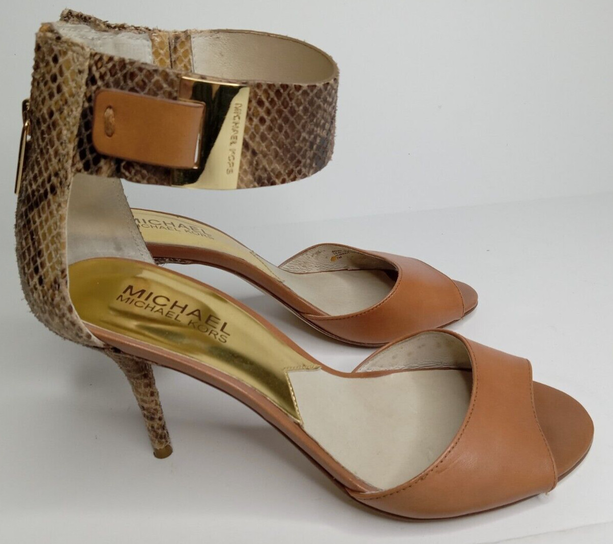 Michael Kors Guillianna Leather/python Open Toe H… - image 5