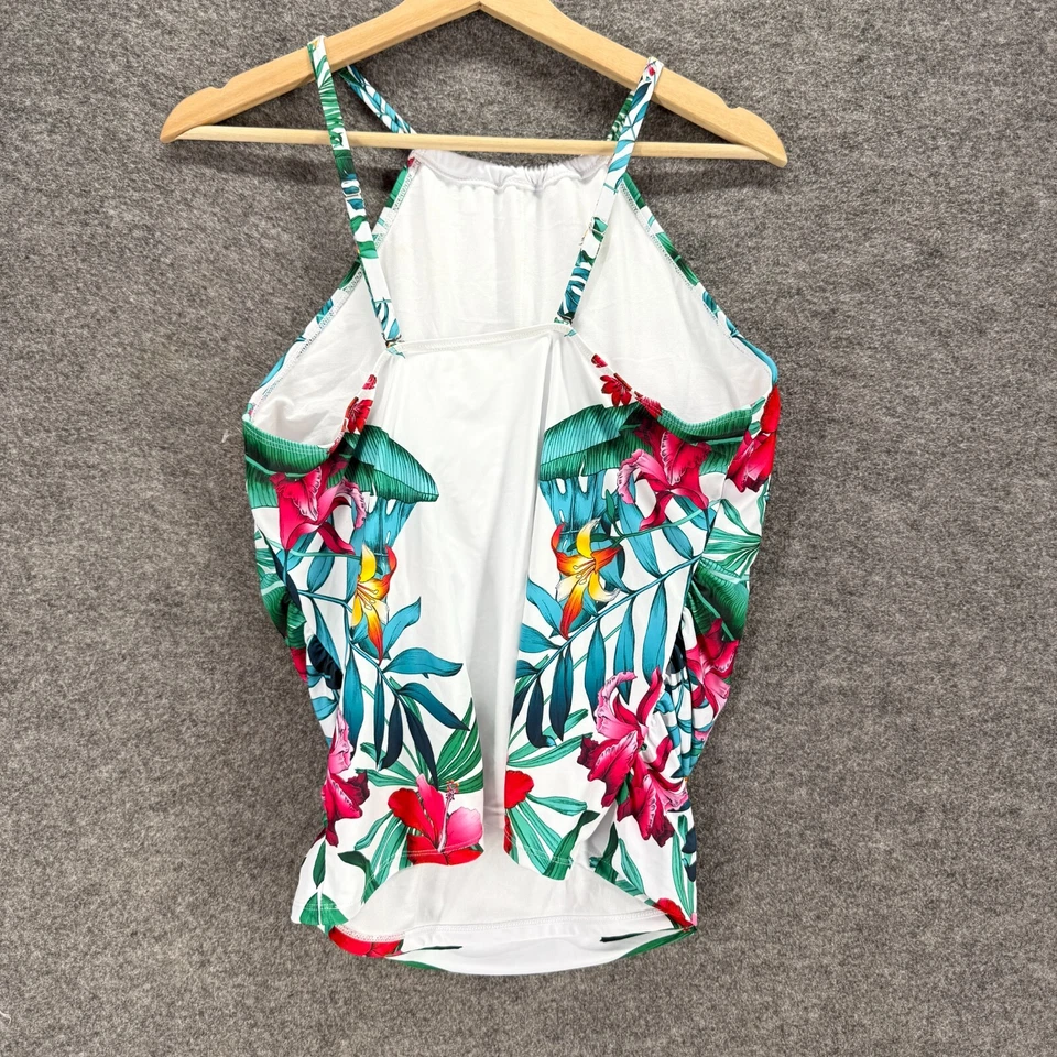 Tankini Top Mujer XL Blanco Floral Sin Marca Forrado Push Up Traje de Baño Foto 2 de 4
