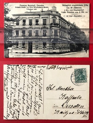 Postcard Dresden 1912 Very Rare Variant Pension Rudeloff Schnorr Street (107672