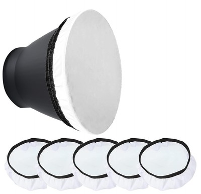 5Pcs 7''/180mm White Diffuser Sock with Elastic Band, Nylon Soft Light Diffuse...