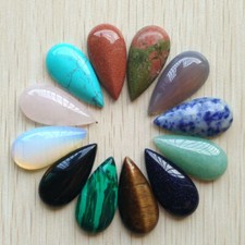 12pcs Natural Stone Mix Water Drop CAB Cabochon Beads 15x30mm DIY Ring Wholesale