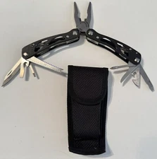 Mil Tec By Sturm, Multitool W/ Case, Black, 4” Folded, VG Condition 