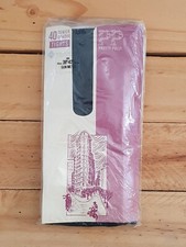 Vintage Pretty Polly Opaque 40 Denier Nylon Tights 1990s - M Gun Metal