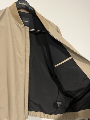 THEORY City Bomber Jacket Sz XL MSRP $395 Beige Dura Linen Blend