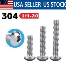 1/4"-20 Stainless Steel Button Head Socket Cap-Screws SAE Coarse Thread 18-8/A2