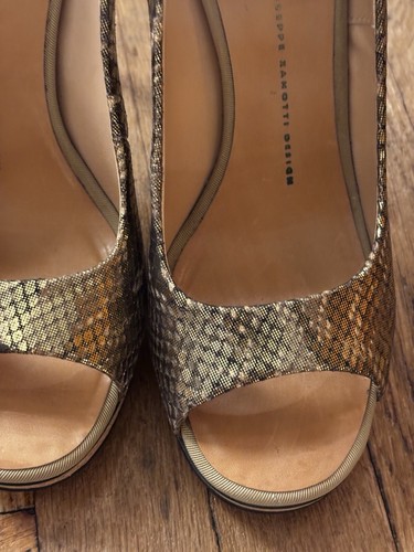 VERO CUOIO GIUSEPPE ZANOTTI SNAKE PEEP TOE HIGH HEEL SHOES SIZE 39 Beige - Picture 4 of 8
