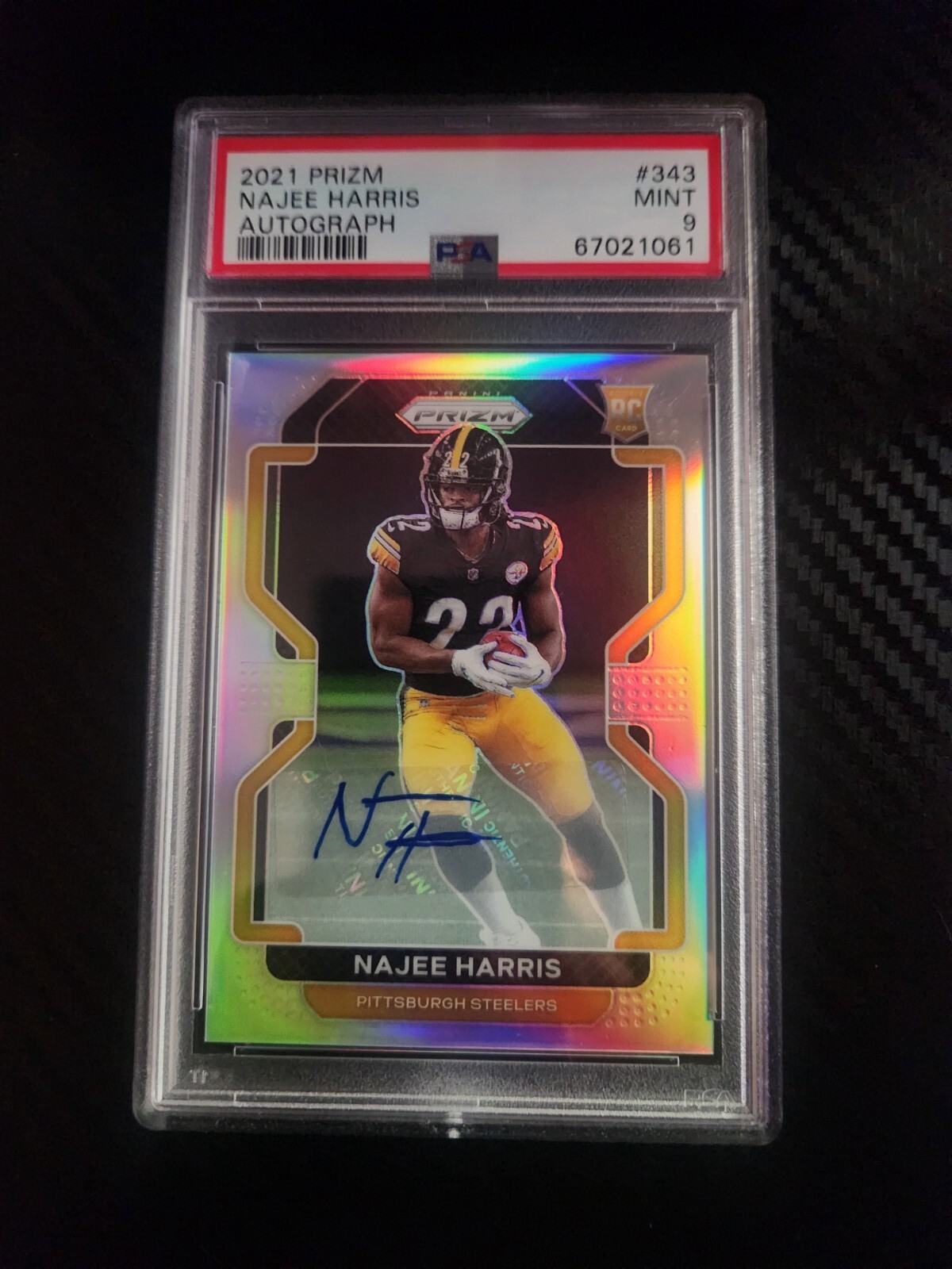 2021 Prizm Najee Harris Silver Auto RC #343 PSA9