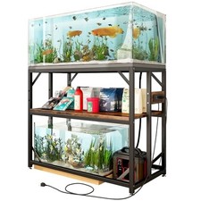 40 Gallon Fish Tank Stand with Power Outlets, Aquarium Stand with Adjustable