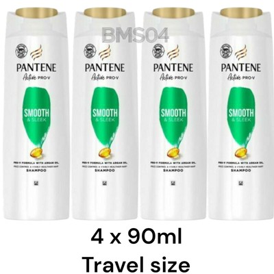 4 x 90 ml Pantene Smooth & Sleek Mini Shampoo in Reisegröße 