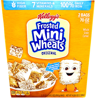 Kellogg's Frosted Mini Wheats Original Grain Cereal 2 x 35 Ounce Bag EXP 07/2026