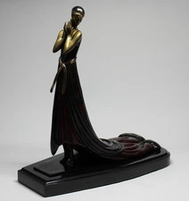 AFTER ERTE "SPLENDOR" BRONZE LADY SCULPTURE