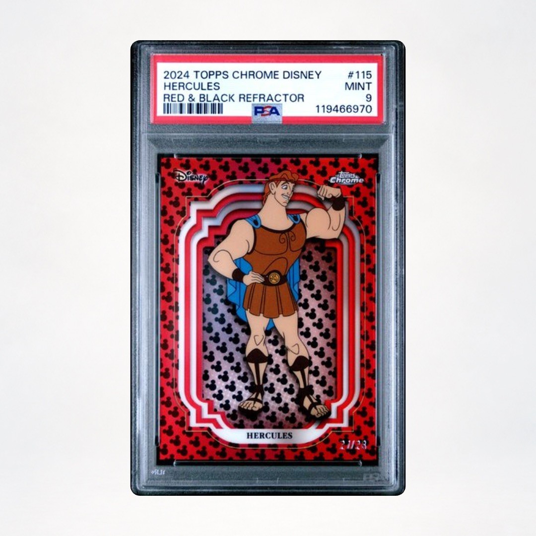 2024 Topps Chrome Disney Hercules #115 Red & Black Refractor /28 PSA 9