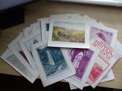 Großbritannien schöne Yorkshire Feature 20 Seiten Karte Abteien Wasserfälle Vintage Set