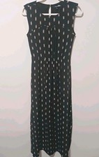 Madewell Silk Maxi Dress Womens 2 Black Cream Boho Side Slit Flowy Summer