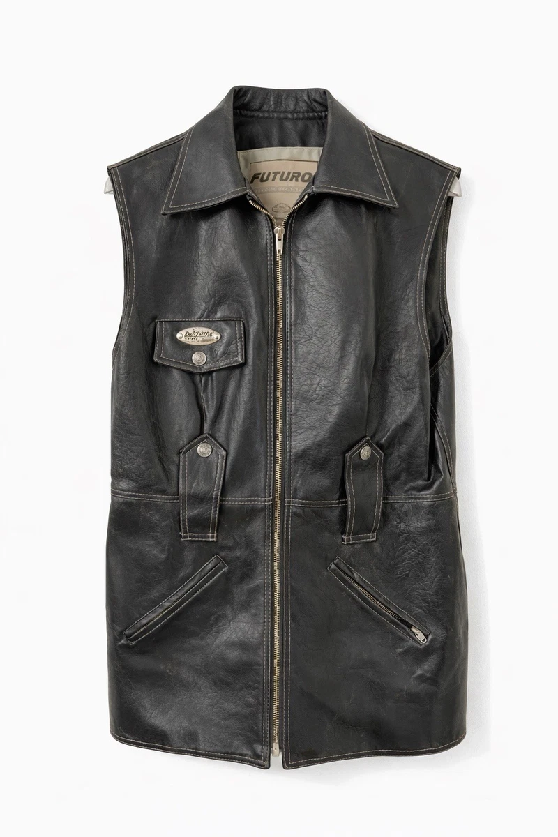 Gilet En Cuir Noir Femme Kenar - Taille M, Style Biker, Doublé, Fabriqué Aux USA, Occasion Très Bon état