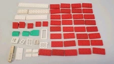 Vintage Halsam Elgo American Plastic Bricks Lot Of 58 Pieces Red White