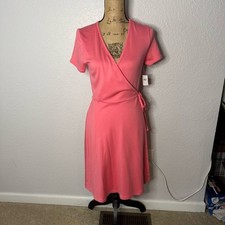 GAP Modern Wrap-Front Dress Pink Size S Knee Length Preppy Casual Supima Cotton